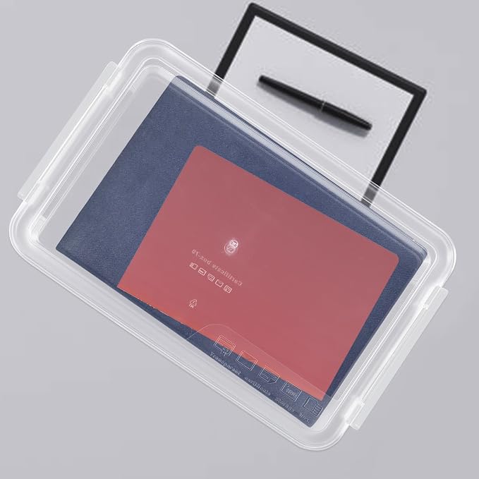 File Organizer Box Large Document Storage Holder with Lid Stackable Desktop File Box for Office and Home Paper Protector