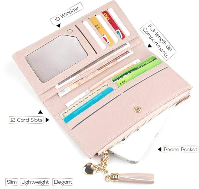 Valentoria Womens Wallet Cute Elegant Long Slim Card Holder Case Minimalist Coin Purse Thin Tassels Zip Clutch Wallets for Girls Ladies | Cute, Elegant, Long, Slim, Case, Minimalist