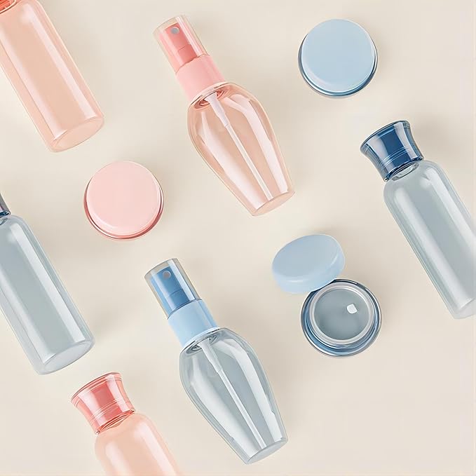 Valentines Day Gifts for Her Travel Size Spray Bottles Travel Bottles TSA Approved Small Travel Containers Leakproof for Shampoo Lotion with Funnel Pipette Spatula Labels (Pink)