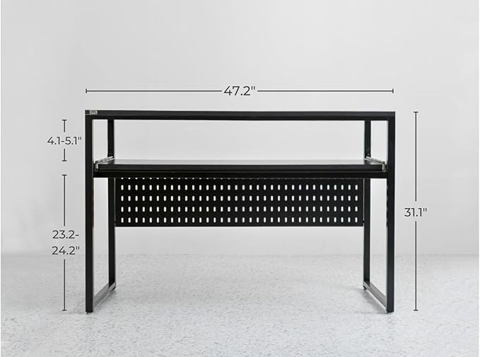Music Studio Desk with Keyboard Tray and Height Adjustment Bracket, for 61 Keys (Music Producer Desk) (Black, 61 Keys)