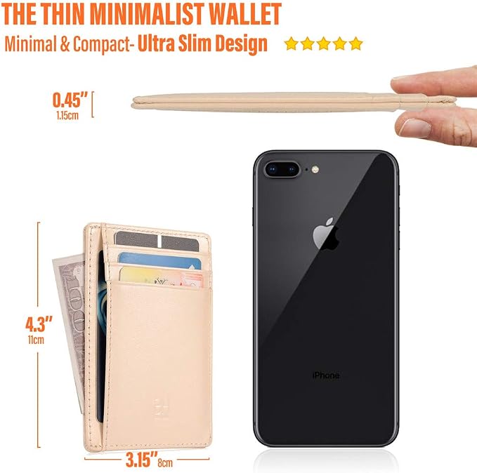 GH GOLD HORSE Slim RFID Blocking Card Holder Minimalist Leather Front Pocket Wallet for Women | Slim