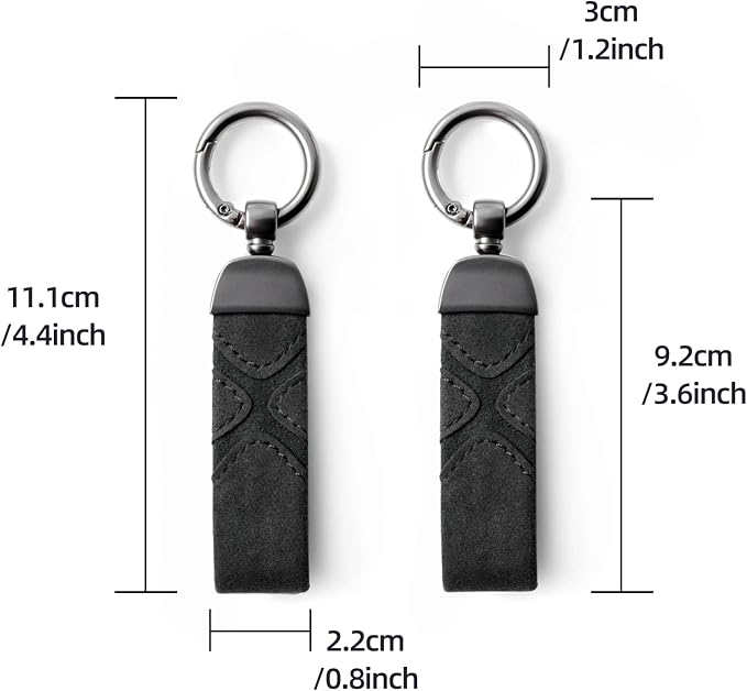 BETTERHUMZ Leather Suede Car Keychain,Key Chain Clip for Alcantara, Anti-Lost D-Ring for Men and Women Car Accessories