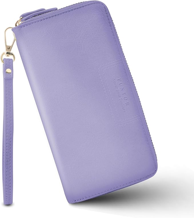 FT FUNTOR Wristlet Wallets for Women, Ladies PU Vegan Leather Clutch Wallet Zip around Phone Purse Card Holder Organizer