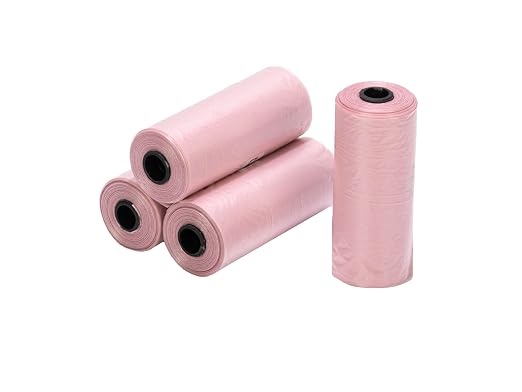 Ginsco 0.8 Gallons Disposable Trash Bags for Mini Car Trash Can, Portable Small Car Garbage Bags, Cars Accessories, Mini Trash Bags, Plastic Trash Bag for Cars/Home/Office (4 Rolls/60 Counts) Pink
