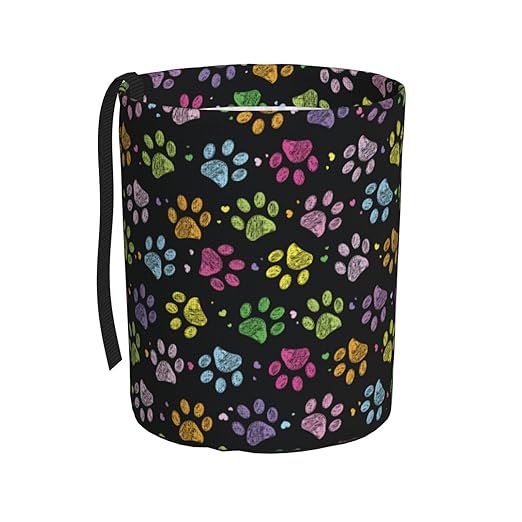 Car Garbage Bag Colorful Paw Print Mini Car Trash Bin Portable Collapsible Waterproof Rubbish Bag for Car Accessories Back Front Seat Cup Holder