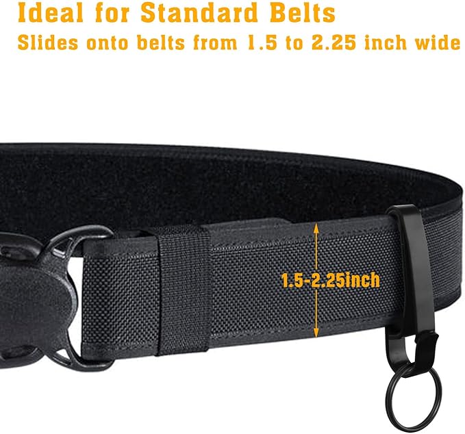 JOTOVO Tactical Stealth Key Ring Holder Special for Police and Fire Agencies Duty Belt, Double Side Quick Release Key Holder with Detachable Keyring (2.25-Inch Max)- 2 PACK