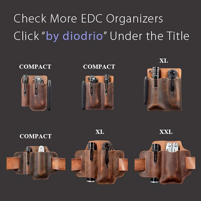 diodrio EDC Leather Strap Keychain Holder, Heavy Duty Belt Clip Key Ring Fob Holder. 2 per Pack.