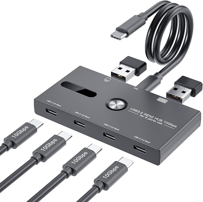 10Gbps USB C Hub, 6 Ports Type C Splitter, USB Type C to USB C/A Adapter for PC, Laptop, MacBook Pro/Air, iMac, Surface Pro, Chromebook, Etc(HUB ONLY, Not Support Charging/Monitor)
