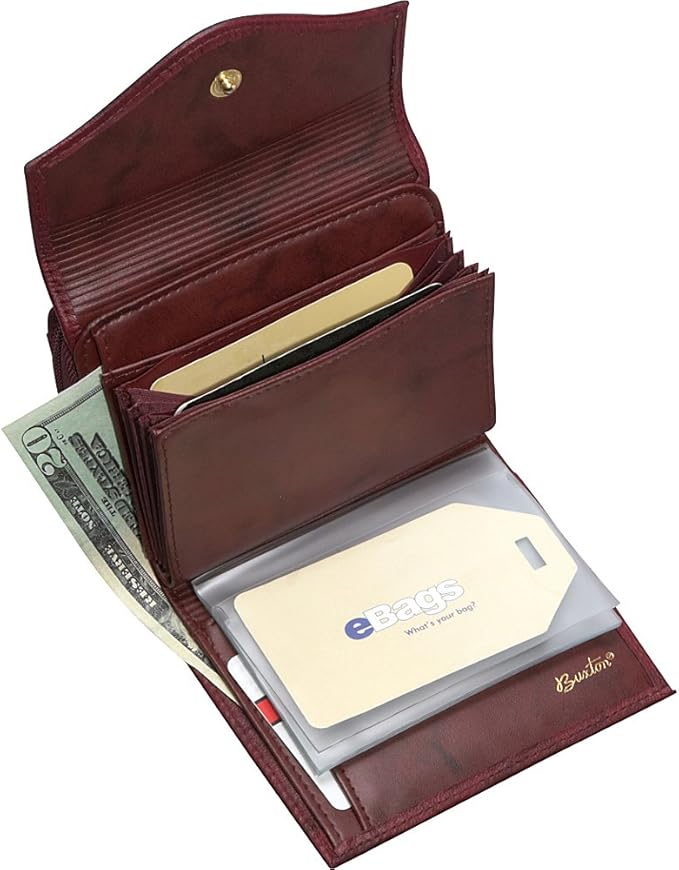 Buxton Heiress Leather Zip Purse (Mahogany)