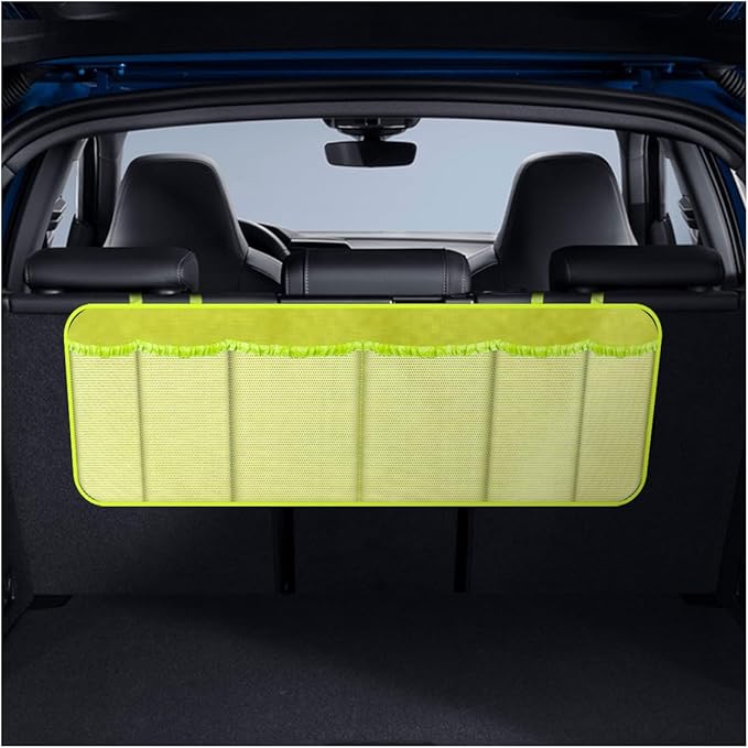 Car Trunk Organizer, 40"×14" Large Capacity Hanging Backseat Trunk Storage Bag with 6 Mesh Pockets, Space Saving Auto Interior Accessories for SUV MPV Truck Van (Yellow)