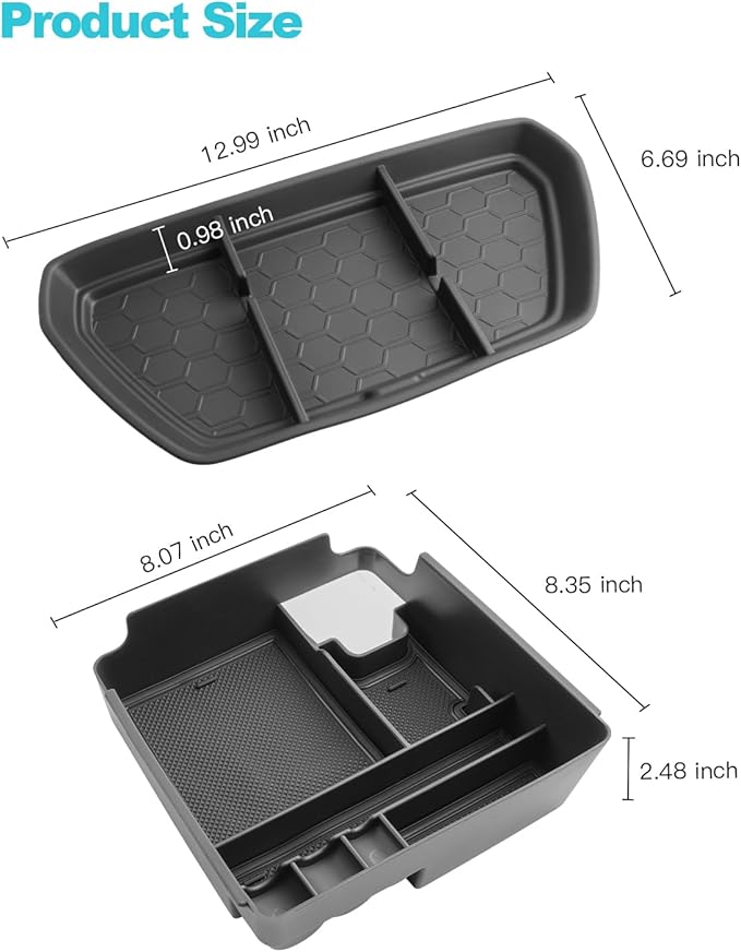 CDEFG 2PCS for 2022 2023 2024 Nissan Frontier Center Console Organizer 2022-2024 Nissan Frontier Truck Dash Organizer Dash Storage Box 2022-2024 Frontier Truck Accessories(Not for 2025)