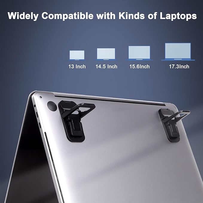 Mini Portable Laptop Stand for Desk Computer Keyboard Stand - Zinc Alloy Keyboard Riser with 2 Adjustable Angles Foldable Invisible Laptop Riser for MacBook, Dell, HP, Lenovo and More, Black