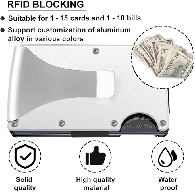 EDGE Metal Wallet for Men - Minimalist Slim Wallet - RFID Blocking Card Holder Money Clip, Smart Wallet - Aluminum Credit Card Holde Clip Silver