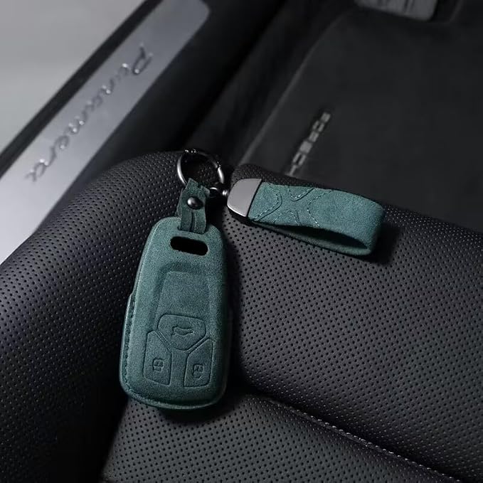 BETTERHUMZ Leather Suede Car Keychain,Key Chain Clip for Alcantara, Anti-Lost D-Ring for Men and Women Car Accessories