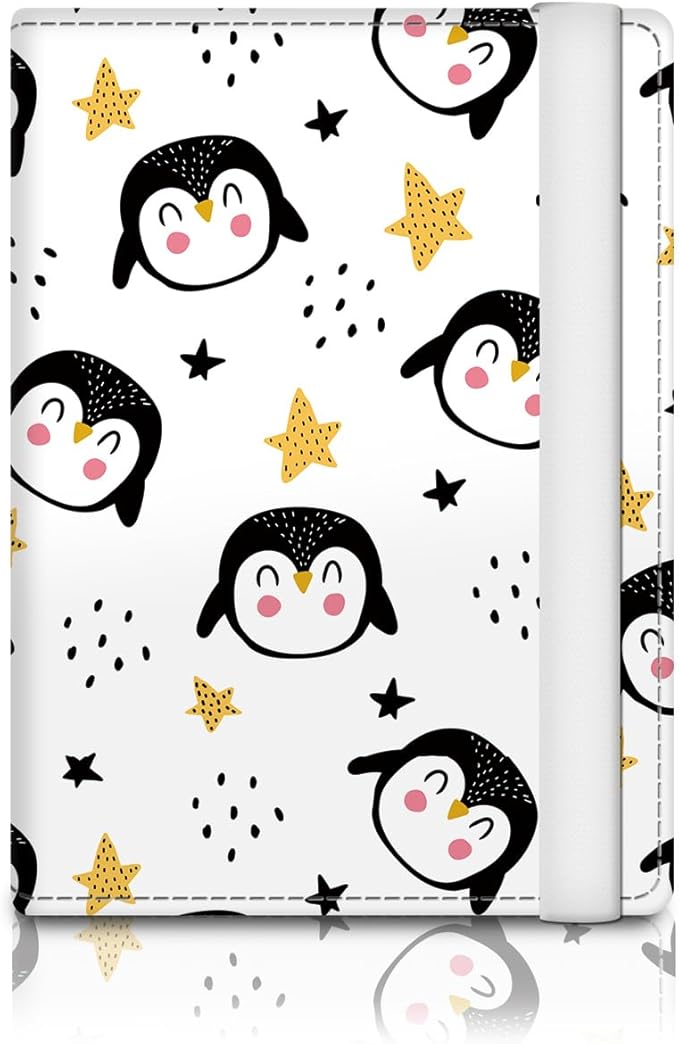 Passport Holder for Travel Essentials, RFID Premium Leather Passport Wallet Cover Case for Travel Must Haves Accessories, Passport Book Holders for Women Men Cute Penguins