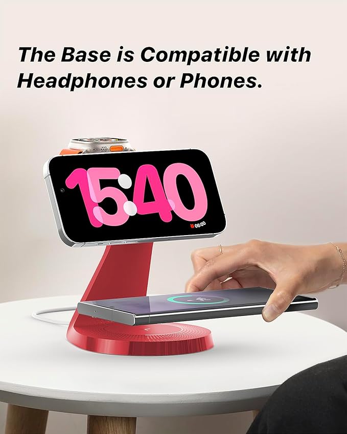 3 in 1 Charging Station for Apple Devices,Mag-Safe Charger Stand Fast Charging,Wireless Charger for iPhone 17/ Air/16/15/14/13/12 Series,& AirPods,& iWatch(USB-C Charger Included)