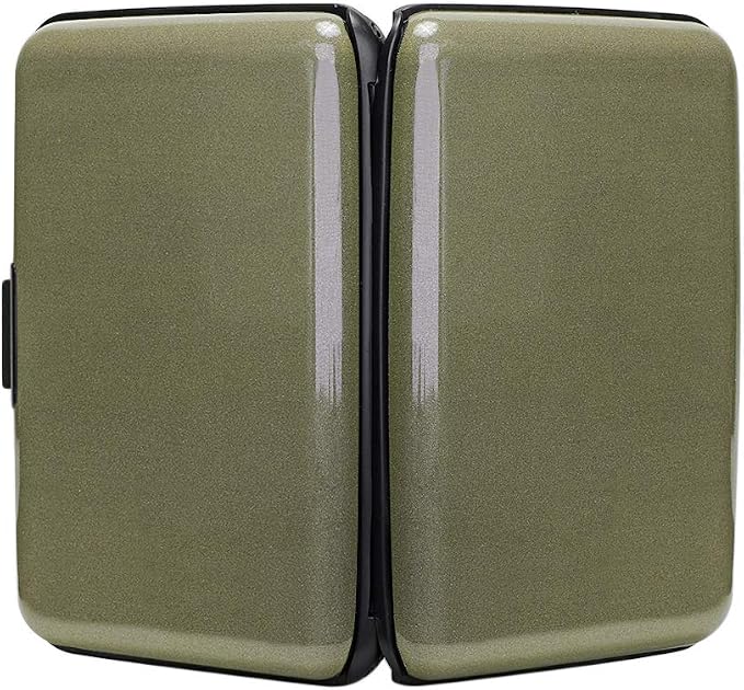 ELFISH RFID Blocking Credit Card Protector Aluminum ID Case Hard Shell Business Card Holders Metal Wallet for Men or Women (Army green)
