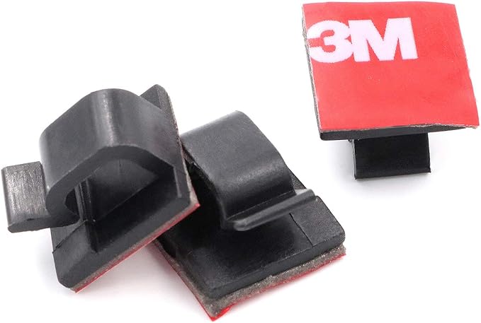 Mini Cable Clips 3M Adhesive, Multipurpose Cord and Wire Organizer for Cable Management 1/2" x 1/2" - 100 Pack Bundled with 10 Bonus Reusable Cable Ties (Black)