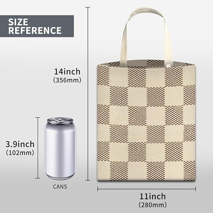 Car Trash Can, Cute Car Trash Bag, Hanging Car Organizer and Storage Bag, Trash Bin for Car Accessories, Vehicle, Travelling, Camping Luxury Beige Checkered