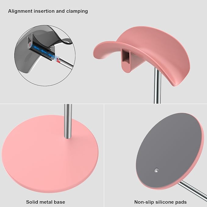 Headphone Stand, Headset Holder with Solid Base for Desk, Compatible with AirPods Max, Beats, Bose, B&O, Sony, Sennheiser, Gaming, etc (Pink)