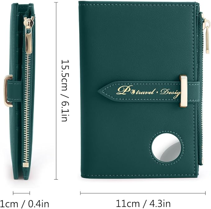 VanFn Airtag Passport Holder, RFID Travel Passport Wallet, Family Passport Holder, Ladies Bifold Air Tag Wallets, Slim Leather Credit Card Wallet For Women, Trip Document Organizer P.Travel Series