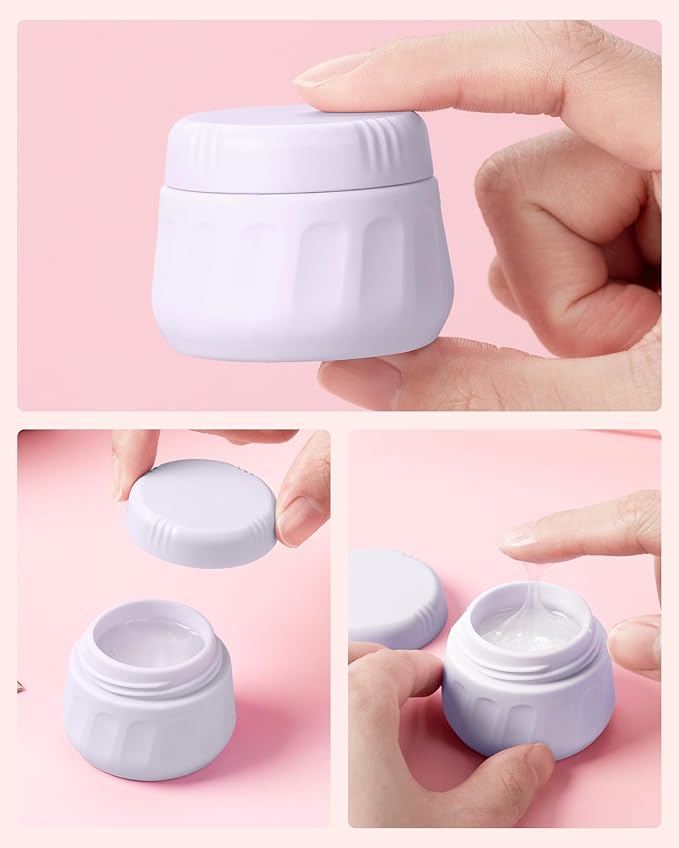 Mrsdry Travel Containers for Toiletries, TSA Approved Travel Size Toiletries 4 Pack, Refillable Containers, With Clear Bag, Leak Proof Silicone Jars, Essentials Creams Jars Carrying Small Items