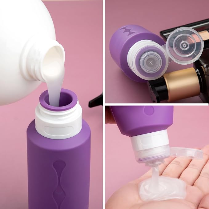 Gemice Travel Bottles for Toiletries, Tsa Approved Travel 6oz Size Containers with Clear Bag, BPA Free Leak Proof Travel Tubs Refillable Liquid Travel Accessories for Cometic Shampoo Lotion