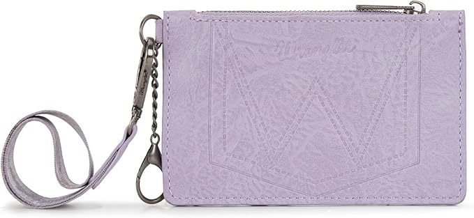 Montana West X Wrangler RFID Card Holder Small Credit Card Holder for Women Card & ID Cases Slim Wallet Cards Holders with Keychain Wristlet Strap