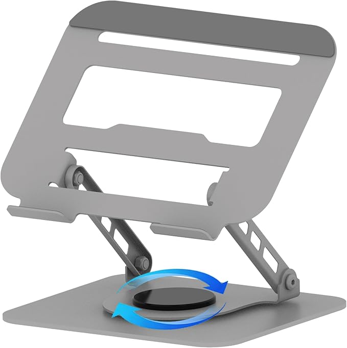 360 Rotation Laptop Stand, Multi-Angle Adjustable Laptop Holder Riser Stable Base Fully Foldable Easy to Storage and Portable Fit for MacBook Pro/Air HP 14 All Under 16??Devices (Silvery)