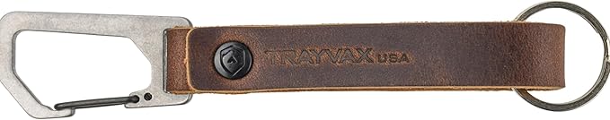 Trayvax Keyton Leather Keychain, Quick Release Carabiner Clip Key Chain for Men and Women, Stainless Steel
