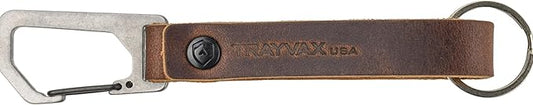 Trayvax Keyton Leather Keychain, Quick Release Carabiner Clip Key Chain for Men and Women, Stainless Steel
