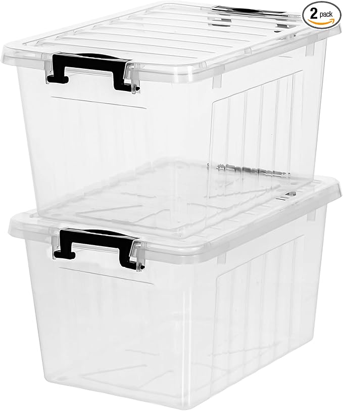 Citylife 22 QT Clear Plastic Storage Bins with Lids Stackable and Nestable Storage Boxes with Lids Large Plastic Storage Containers for Garage, Closet, Kitchen, 2 Packs