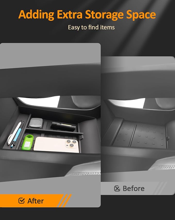 CDEFG for 2024 2025 2026 Hyundai Santa Fe Lower Console Tray - Under Center Console Organizer TPE Accessories