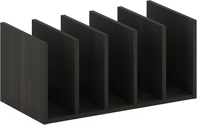 Furinno HERMITE Desk File Folder Organizers, 5-Space Vertical Desktop Office Organization Racks, Desk Top Display Book Shelf, for Paper, Office Supplies, Magazine, Espresso