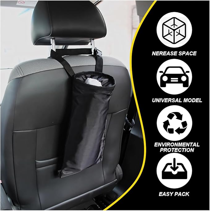 ZIMISI Car Trash Bag, Hanging Car Garbage Can with Elastic Opening, Portable Waterproof Collapsible Trash Can for Back Seat, Automotive Storage Organizer for Home, Outdoor (2PCS)