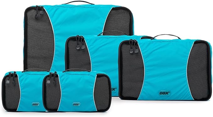 GOX Ultra Light 5 piece Packing Cubes Travel Luggage Organizer 1 Large 2 Medium 2 Small