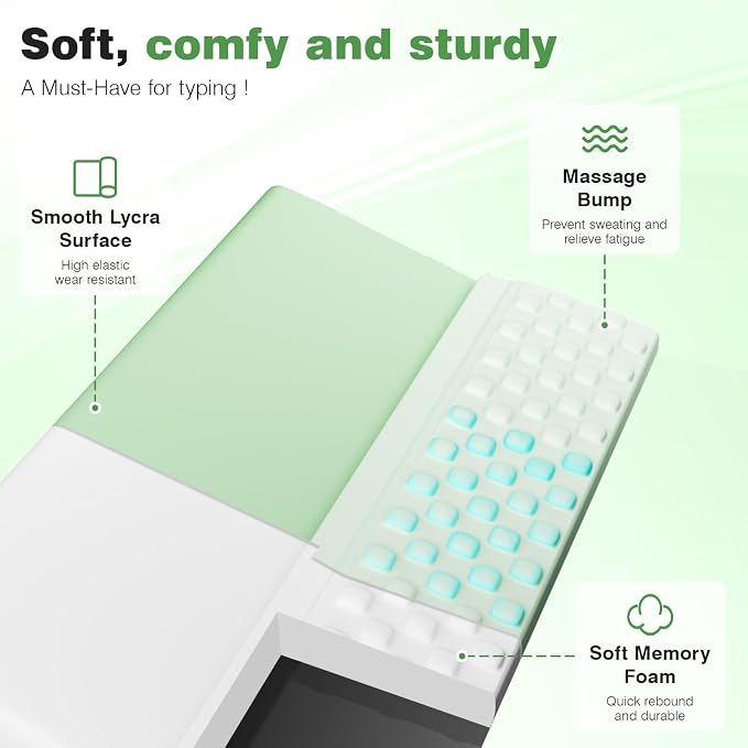 Ospelelf Keyboard Wrist Rest, Ergonomic Memory Foam Wrist Support for Typing & Gaming, Tilted Keyboard Pad, Aesthetic Desk Accessories for Office, Relief for Carpal Tunnel & Wrist Pain, Light Green
