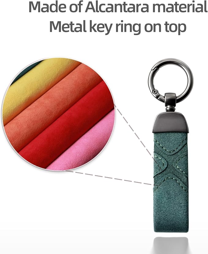 BETTERHUMZ Leather Suede Car Keychain,Key Chain Clip for Alcantara, Anti-Lost D-Ring for Men and Women Car Accessories