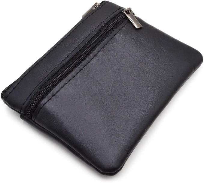 Freezx Women Genuine Leather Coin Pouch Zip Mini Purse Wallet Key Chain 3 Zipper