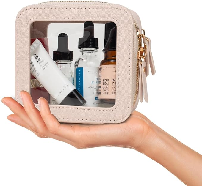 Travel Clear Makeup Bag Set, TSA Approved Cosmetic Bag Case with Zipper Portable Makeup Pouch Toiletry Bag Traveling Cosmetic Organizer Storage Bag Car Organizer Car Essentials
