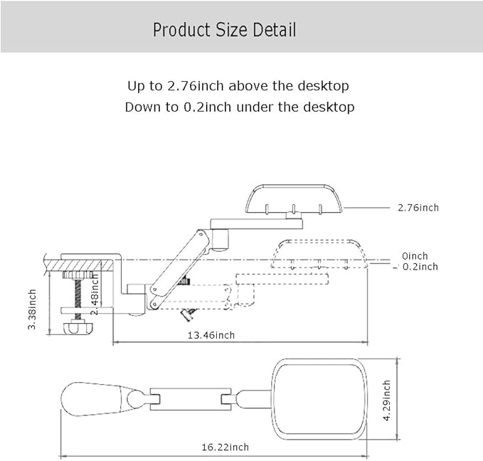 Ergonomic Arm Support for Desk Office Rotating Mouse Arm Rest Mouse Pad Clamp-On Mouse Shelf Desk Hand Rest for Computer Table Arm Support Mouse Pad Tray