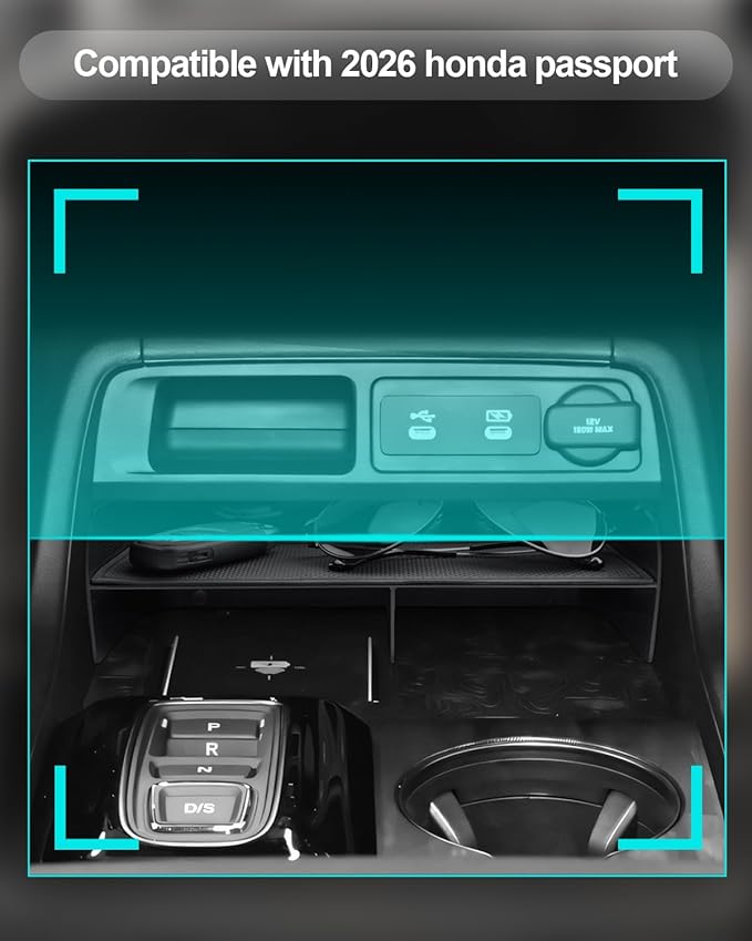 CDEFG 2023 2024 2025 2026 Pilot Center Console Organizer Tray for 2023-2026 Honda Pilot/2024-2026 Passport Accessories Middle Console Storage Box(Divider)