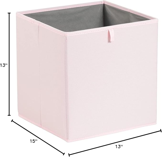 Amazon Basics Collapsible Cube Organizer Bins, Closet Storage Organizer Baskets for Shelves, Space-Saving, 13" x 15" x 13", Peony Pink, Pack of 6