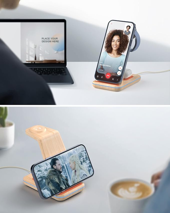 Wireless Charging Station for Apple Products: 3 in 1 Apple Wireless Charger for iPhone 16/15/14/13/12/11/SE/X Pro Max - Apple Watch Ultra/10/9/8/SE/7/6/5/4/3 - AirPods 2/3/4 Pro