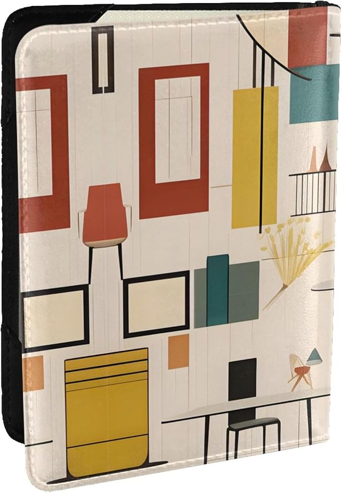 Mid Century Modern Passport Holder, Ultra-Thin, Lightweight Travel Wallet, Unisex.