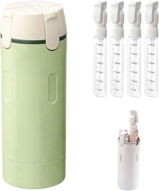4 in 1 Travel Dispenser Bottles, 2026 New Refillable Travel Toiletries Bottle Set, Leak Proof Portable Size Containers for Shampoo Lotion Conditioner Cream (Green)
