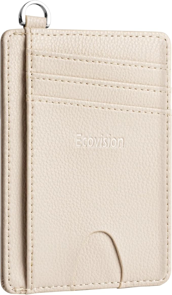 EcoVision Slim Minimalist Front Pocket Wallet, RFID Blocking Credit Card Holder Wallet with Detachable D-Shackle for Men Women
