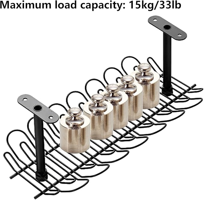1 Pack Cable Management Tray, 14 Inches Under Desk Cable Holder for Wire Organization, Heavy Metal Cord Organizer Ideal for Computer Home Office Standing Desks to Hide Power Strips (Black)
