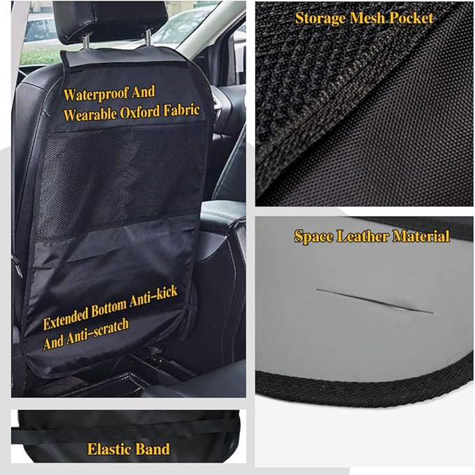 deemars Car Back Seat Protector for Kids, Car Backseat Organizer, Waterproof Seat Back Protector with Storage Pockets, Premium Oxford Fabric Kick Mats Protect from Dirt, Mud Universal for Most Cars