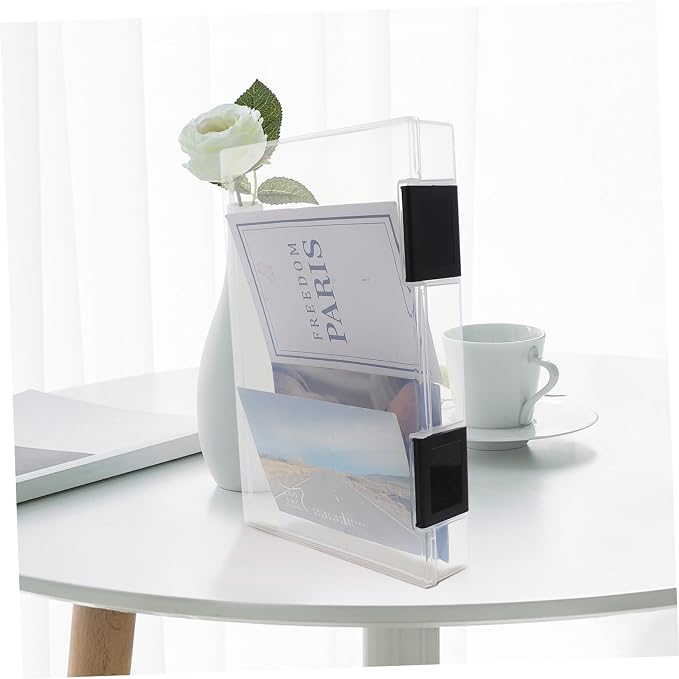 A5 Thickened Plastic Document Storage Box with Dustproof Lid, Portable Office File Organizer for Desktop Use, Black Document Holder for Paperwork and Receipt Management